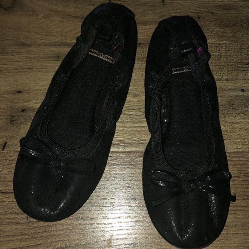 Like New Wonder Nation Black Sparkle Foldable Flats sz 4